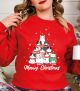 Merry Catmas Christmas Snow & Tree Sweatshirt – Funny Family Holiday Jumper, Meowy Christmas Pullover for Cat Lovers-Red-Adult: Small-Heather Grey-Adult: Small